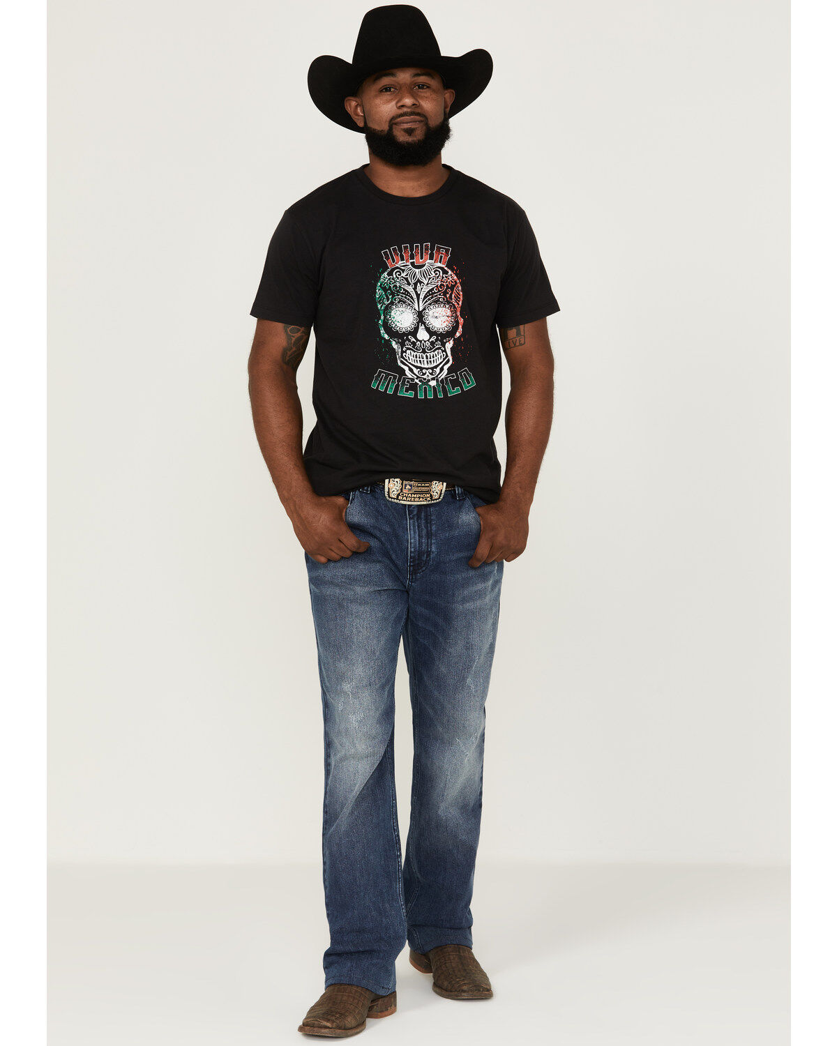 Image #2 - Cody James Men's Viva Mexico Muertos Skull Graphic Short Sleeve T-Shirt, Black, hi-res