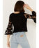 Image #4 - Shyanne Women's Diamond Embroidered Mesh Top, Black, hi-res