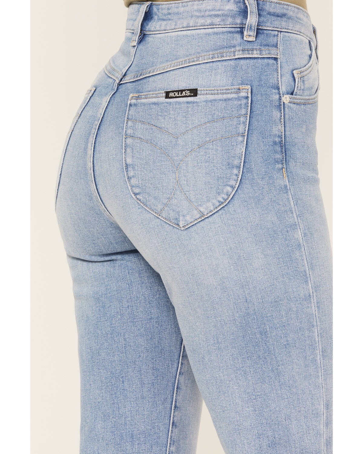Image #4 - Rolla's Women's Light Medium Wash High Rise Bleeker Original Straight Jeans, Medium Wash, hi-res
