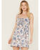 Image #2 - Wild Moss Women's Ruffle Trim Floral Print Mini Dress, Ivory, hi-res
