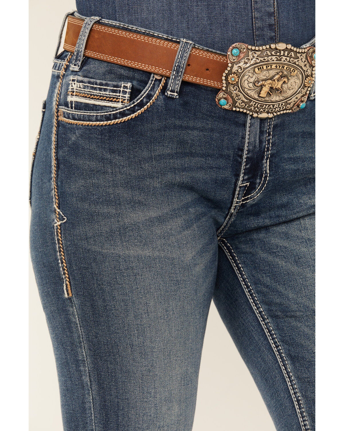 Image #2 - Rock & Roll Denim Women's Medium Wash Mid Rise Stretch Bootcut Jeans, , hi-res