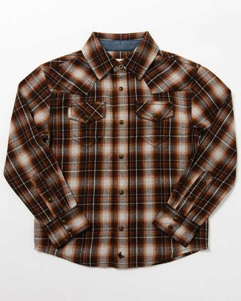 Cody James Toddler Boys' Traverse Long Sleeve Snap Flannel , Brown, hi-res