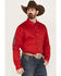 Image #1 - RANK 45® Men's Logo Barbado Long Sleeve Button-Down Western Shirt, Cherry, hi-res