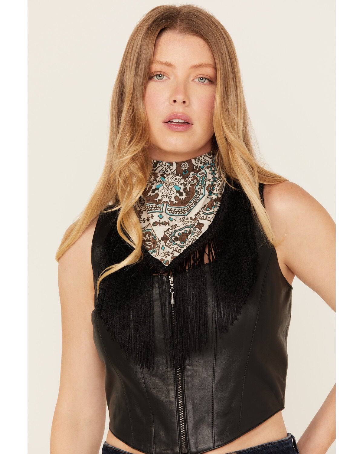 Idyllwind Women's Mabry Fringe Bandana, Black, hi-res