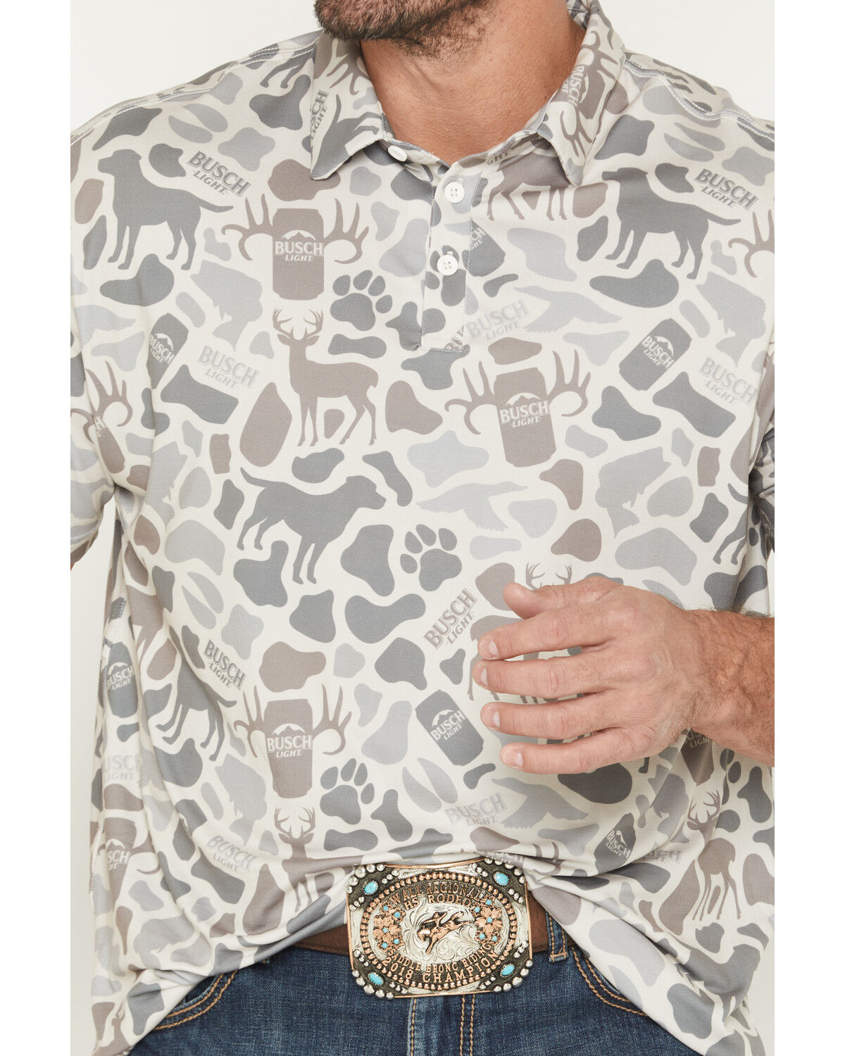 Image #3 - Buckwear Men's Busch Outdoors Short Sleeve Stretch Polo, Camouflage, hi-res