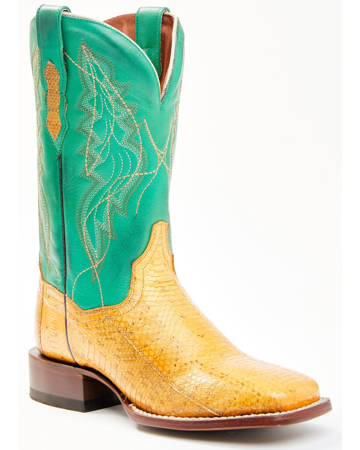 Dan Post Women's Exotic Watersnake Skin Western Boots - Broad Square Toe, Gold, hi-res