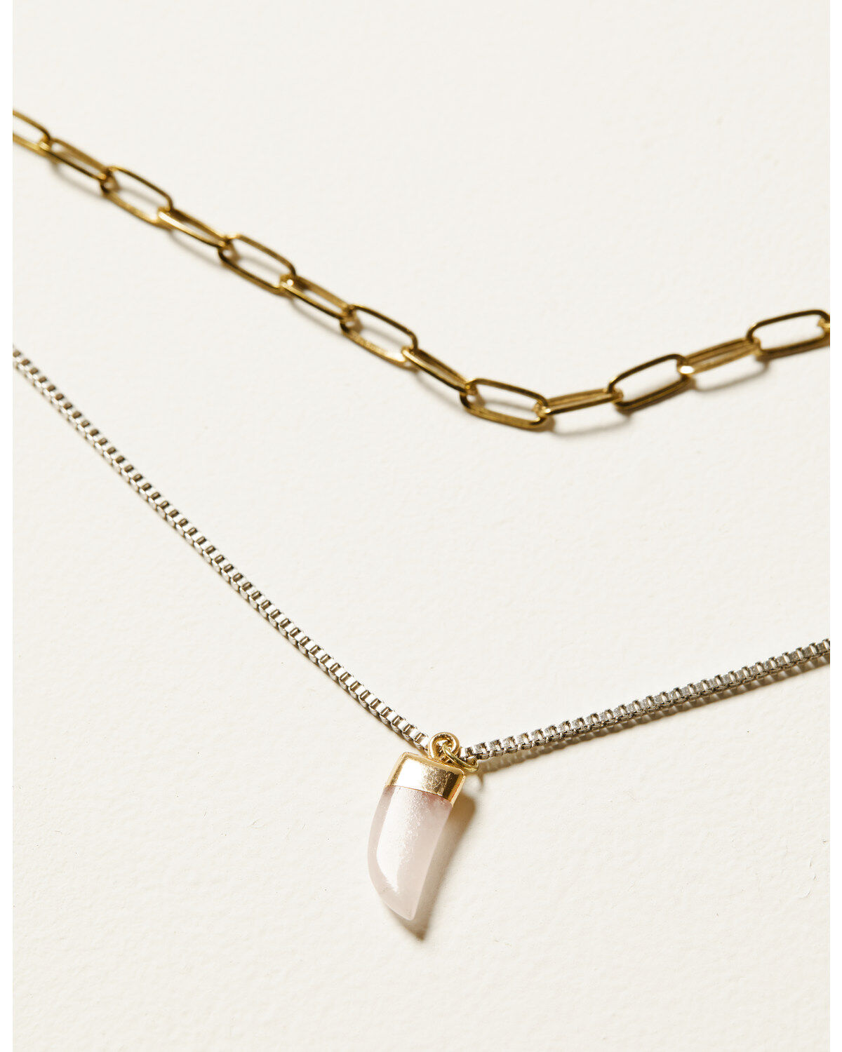 Image #2 - Shyanne Women's Saber Tooth Pendant Mixed Metal Double-strand Chain Necklace, Gold, hi-res