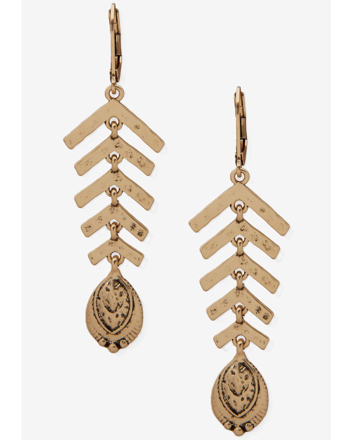 Image #1 - Lainey Wilson Women's Arrowhead Linear Earrings, Gold, hi-res
