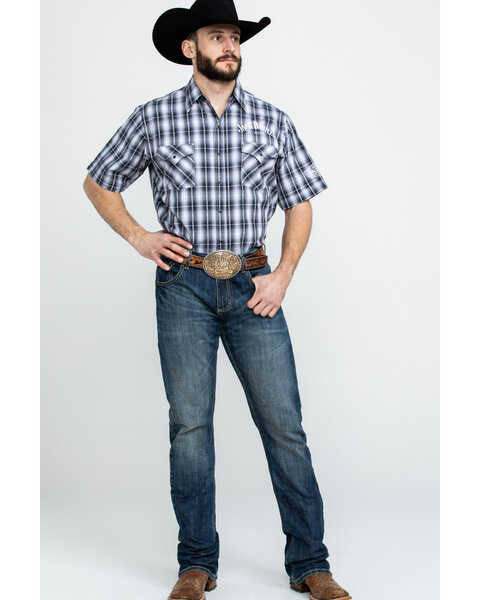 Image #6 - Jack Daniel's Men's Textured Plaid Print Short Sleeve Western Shirt , Black, hi-res