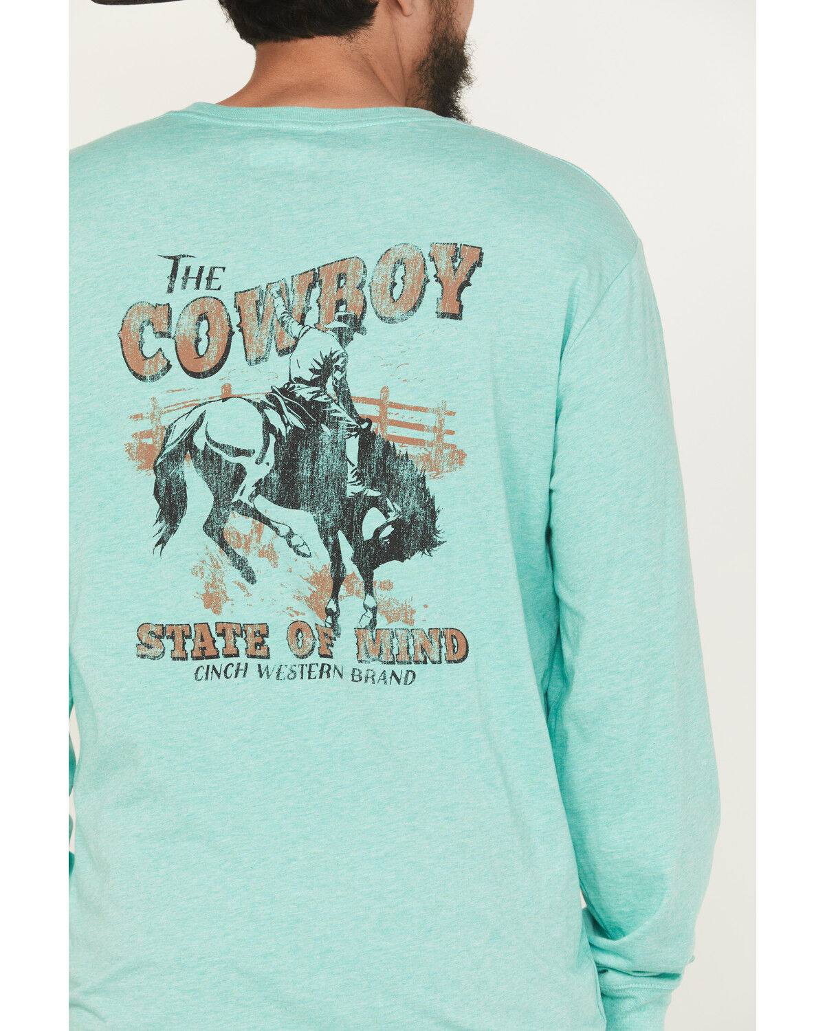Image #4 - Cinch Men's Cowboy State of Mind Long Sleeve Graphic T-Shirt, Turquoise, hi-res