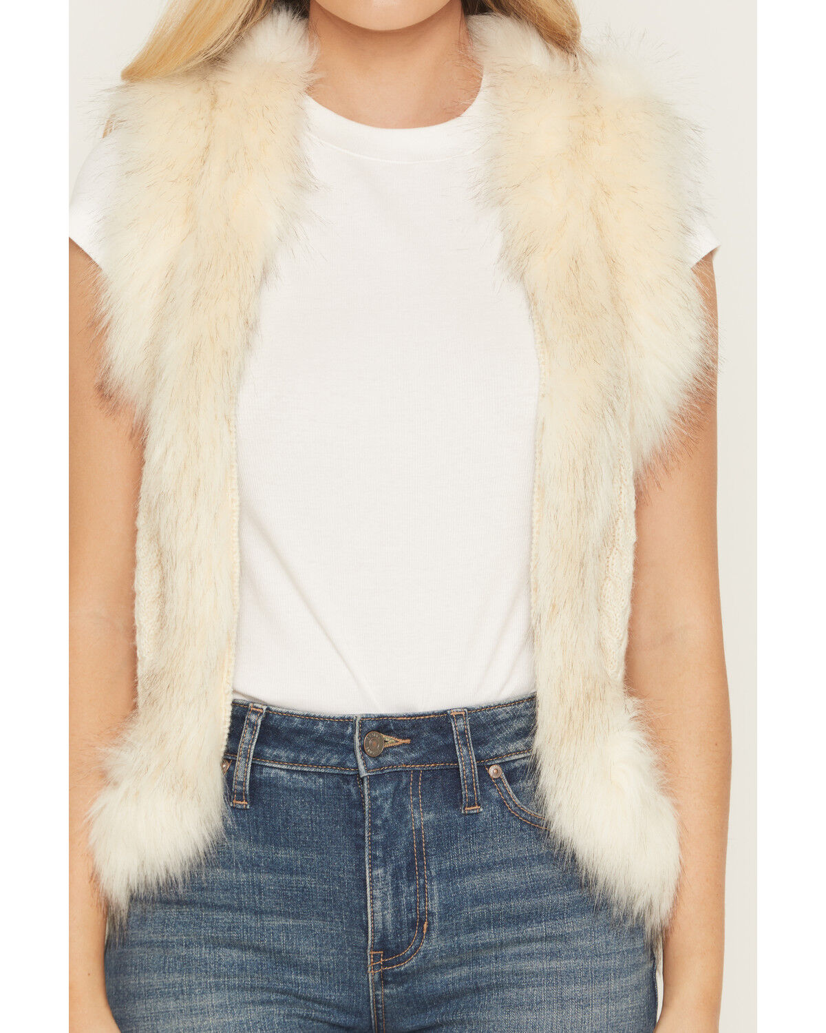 Shyanne Women's Fur Trim Knit Vest