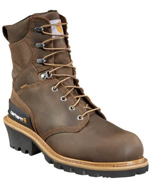 Image #1 - Carhartt 8" Crazy Horse Brown Waterproof Insulated Logger Boot - Composite Toe, Crazyhorse, hi-res