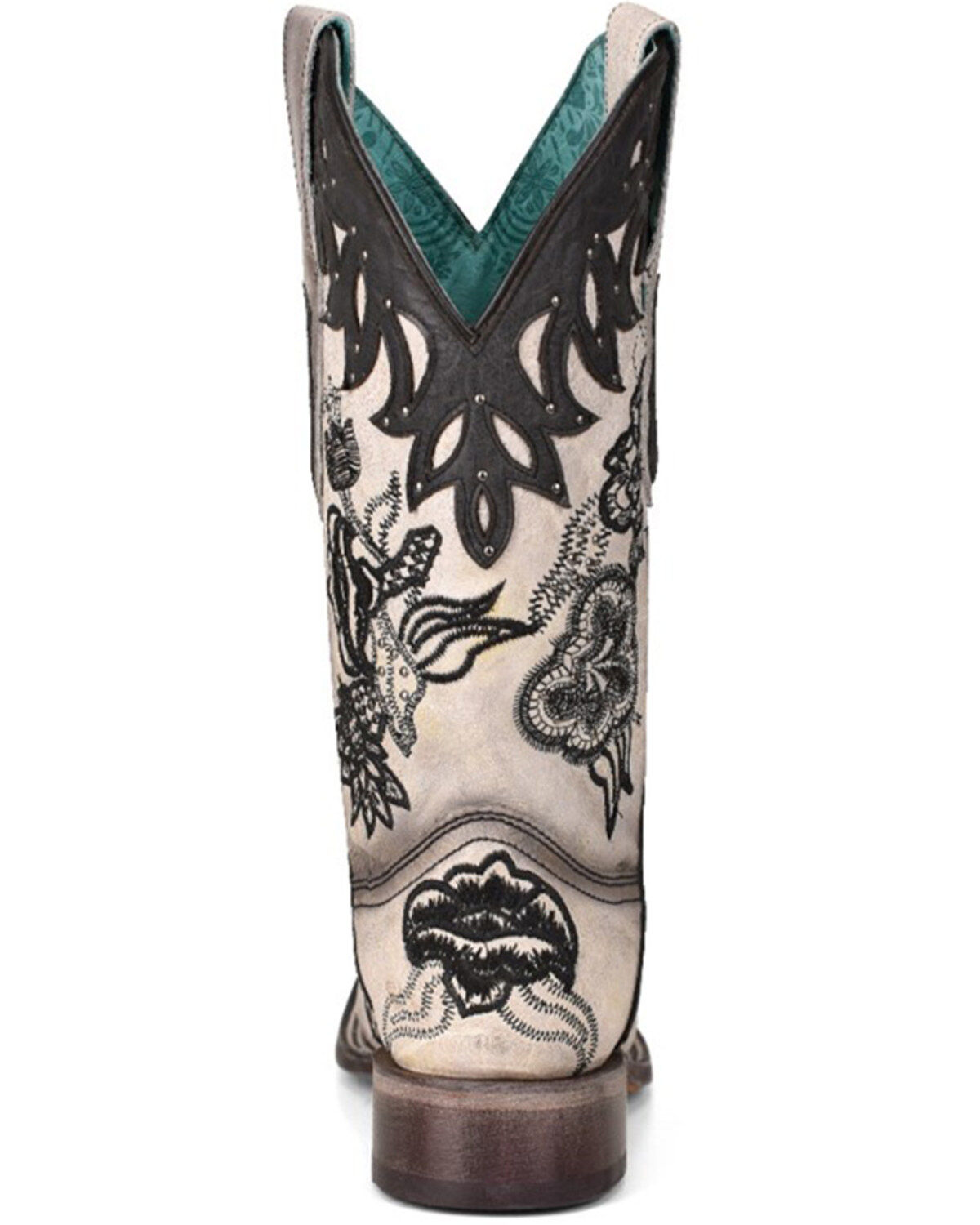 Image #4 - Corral Women's White Overlay Western Boots - Square Toe, Cream/black, hi-res