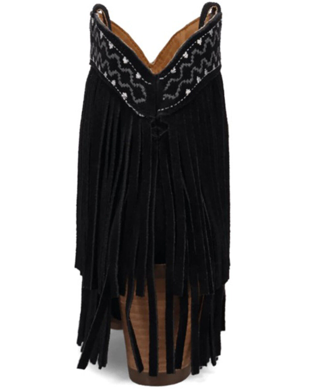 Image #5 - Dingo Women's Tapadero Suede Fringe Western Booties - Round Toe, Black, hi-res