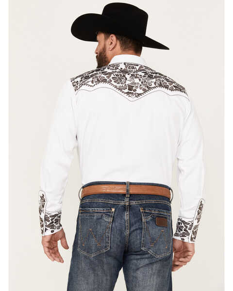 Mens Western Shirt Floral Embroidered Cowboy Rodeo Country Fashion 4 Snap  Cuffs