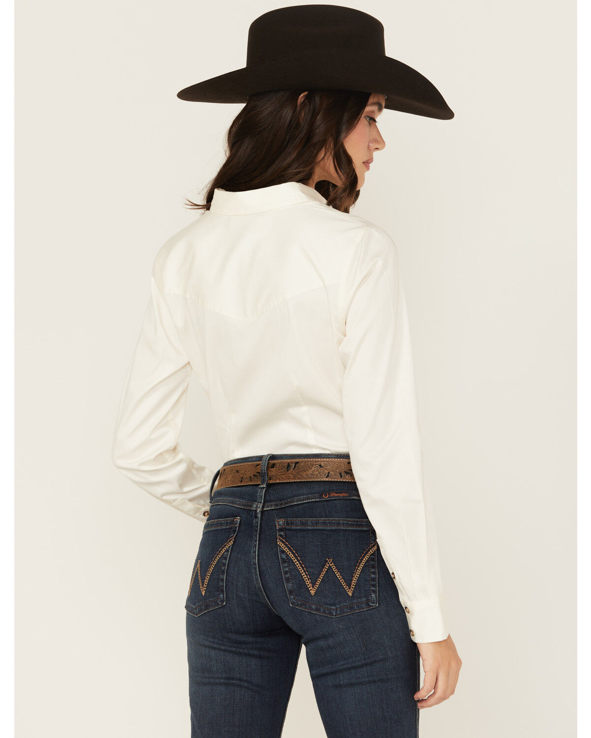 Image #4 - Shyanne Women's Poplin Embroidered Long Sleeve Button-Down Stretch Western Shirt, Ivory, hi-res