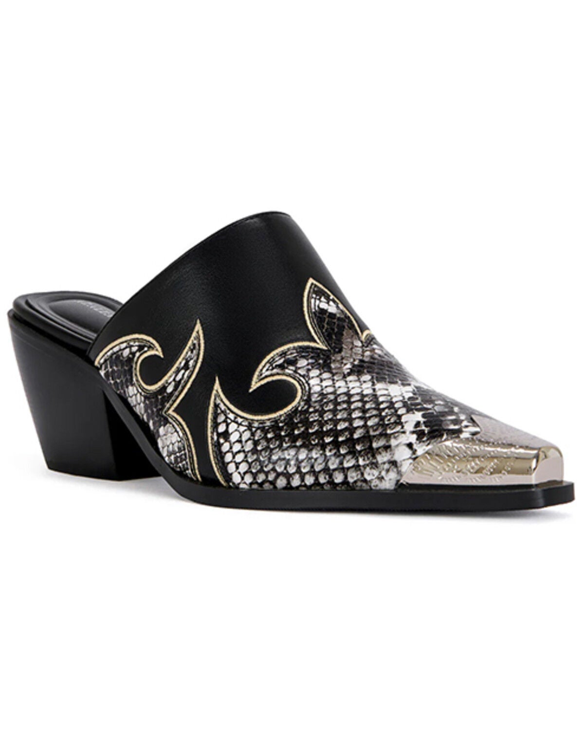 Image #1 - Azalea Wang Women's Cecily Western Mules, Black, hi-res