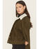 Image #2 - Levi's Women's Corduroy Sherpa Lined Snap Trucker Jacket, Olive, hi-res