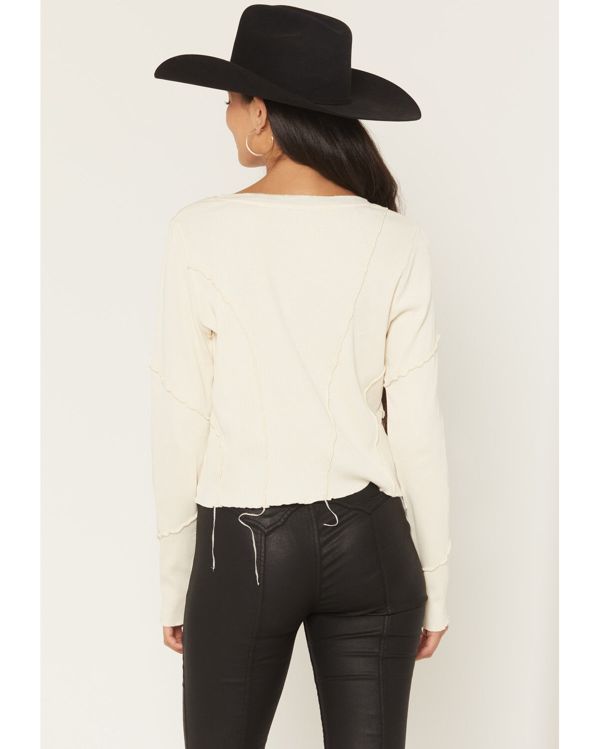 Image #4 - Rock & Roll Denim Women's Solid Long Sleeve Shirt, Natural, hi-res