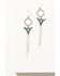 Image #1 - Shyanne Women's Turquoise-Toned Steer Head Fringe Earrings, Silver, hi-res