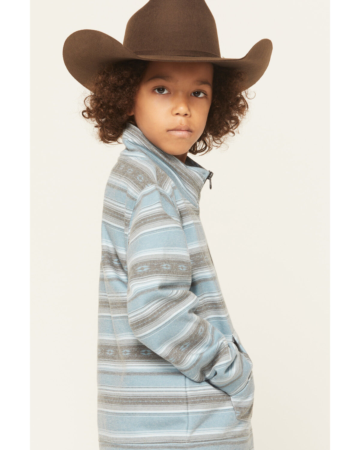 Image #2 - Cowboy Hardware Boys' Serape Striped Print 1/4 Zip Pullover, Multi, hi-res