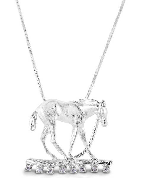 Image #1 -  Kelly Herd Women's Foal & Halter Pendant Necklace , Silver, hi-res