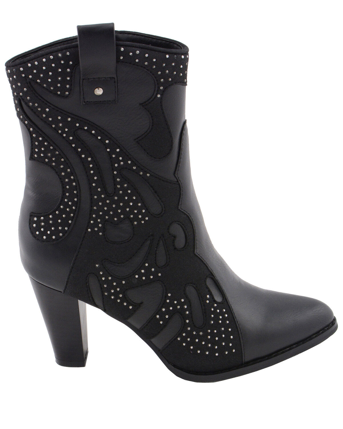 Image #3 - Milwaukee Leather Women's Studded Overlay Western Boots - Round Toe, Black, hi-res