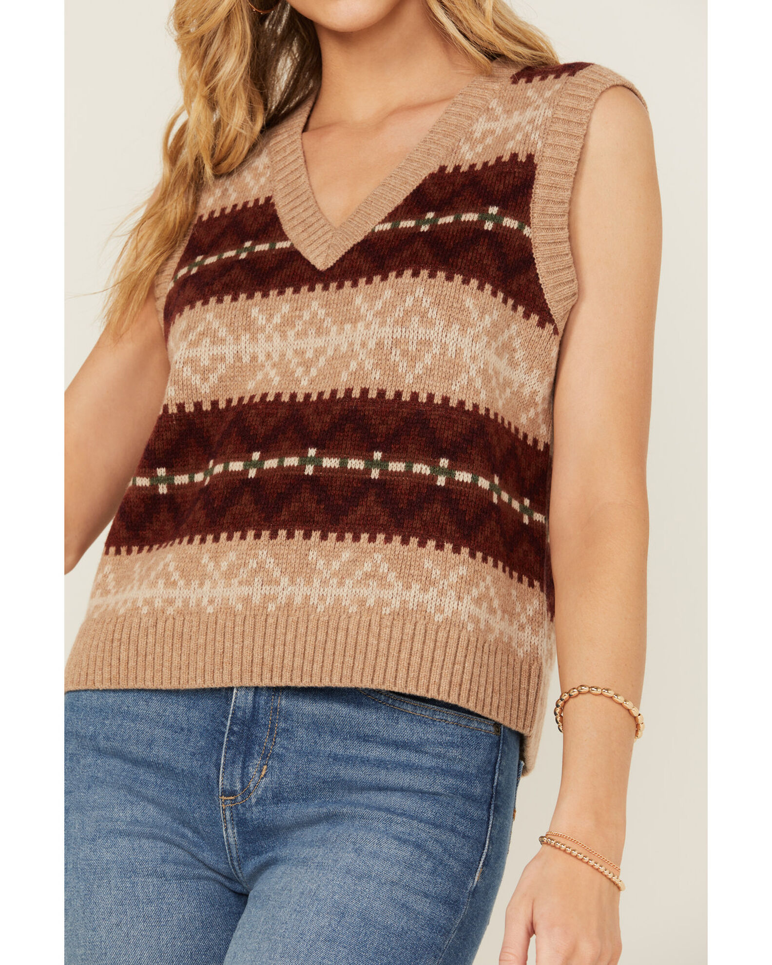 Image #3 - Pendleton Women's Striped Sweater Vest, Tan, hi-res
