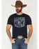 Image #1 - Cinch Men's Boot Barn Exclusive Lead This Life Short Sleeve Graphic T-Shirt, Navy, hi-res