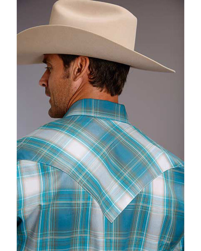 Stetson Men's Teal Plaid Long Sleeve Western Shirt | Boot Barn