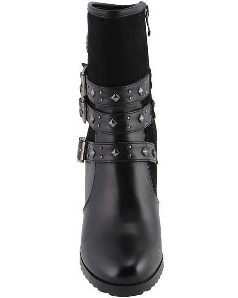 Image #5 - Milwaukee Leather Women's Block Heel Triple Strap Riding Boots - Round Toe, Black, hi-res
