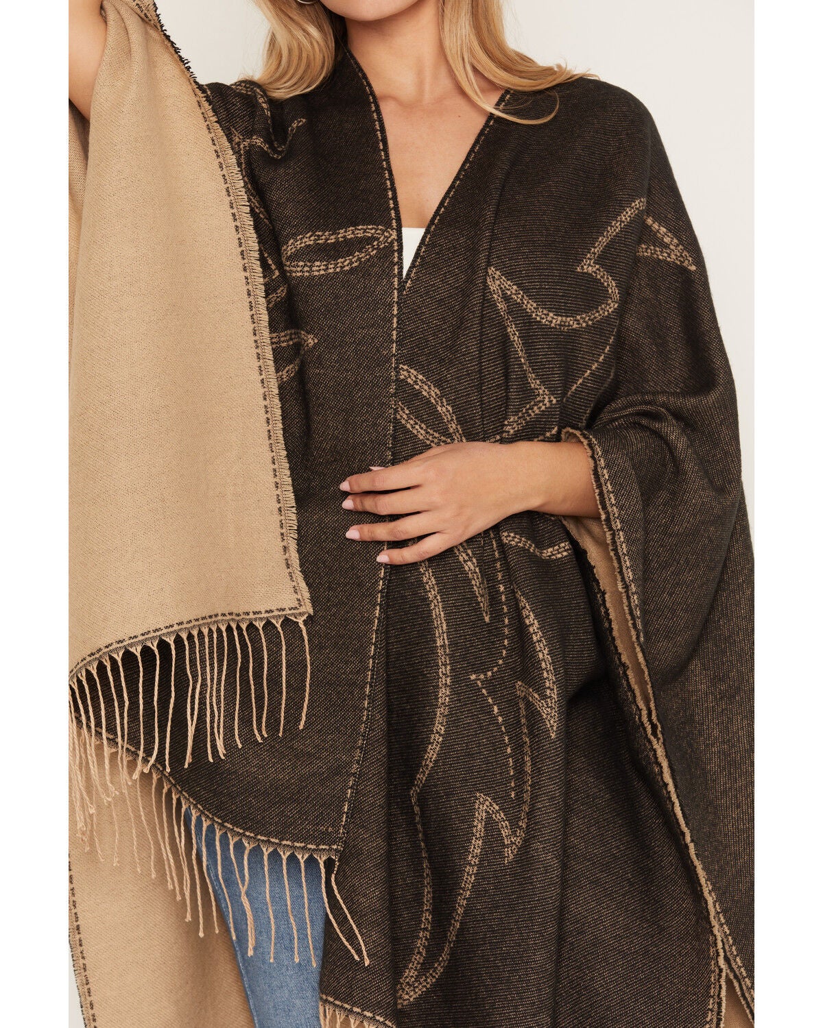 Image #3 - Idyllwind Women's Kenway Boot Stitch Shawl, Black, hi-res