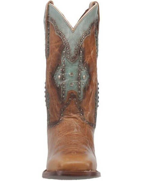 Image #4 - Dan Post Women's Darby Western Boots - Broad Square Toe, Tan/turquoise, hi-res