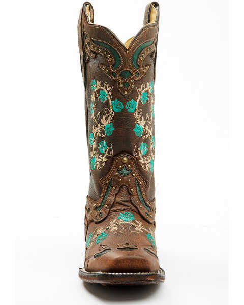 Image #5 - Corral Women's Studded Floral Embroidery Western Boots - Square Toe, Brown, hi-res