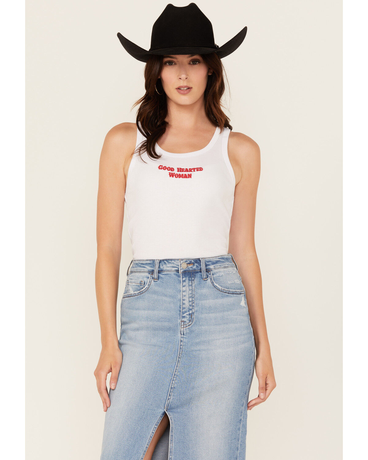 Image #1 - Youth in Revolt Women's Good Hearted Woman Ribbed Tank, White, hi-res