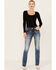 Image #3 - Miss Me Women's Dark Wash Mid Rise Stretch Bootcut Jeans, Dark Wash, hi-res