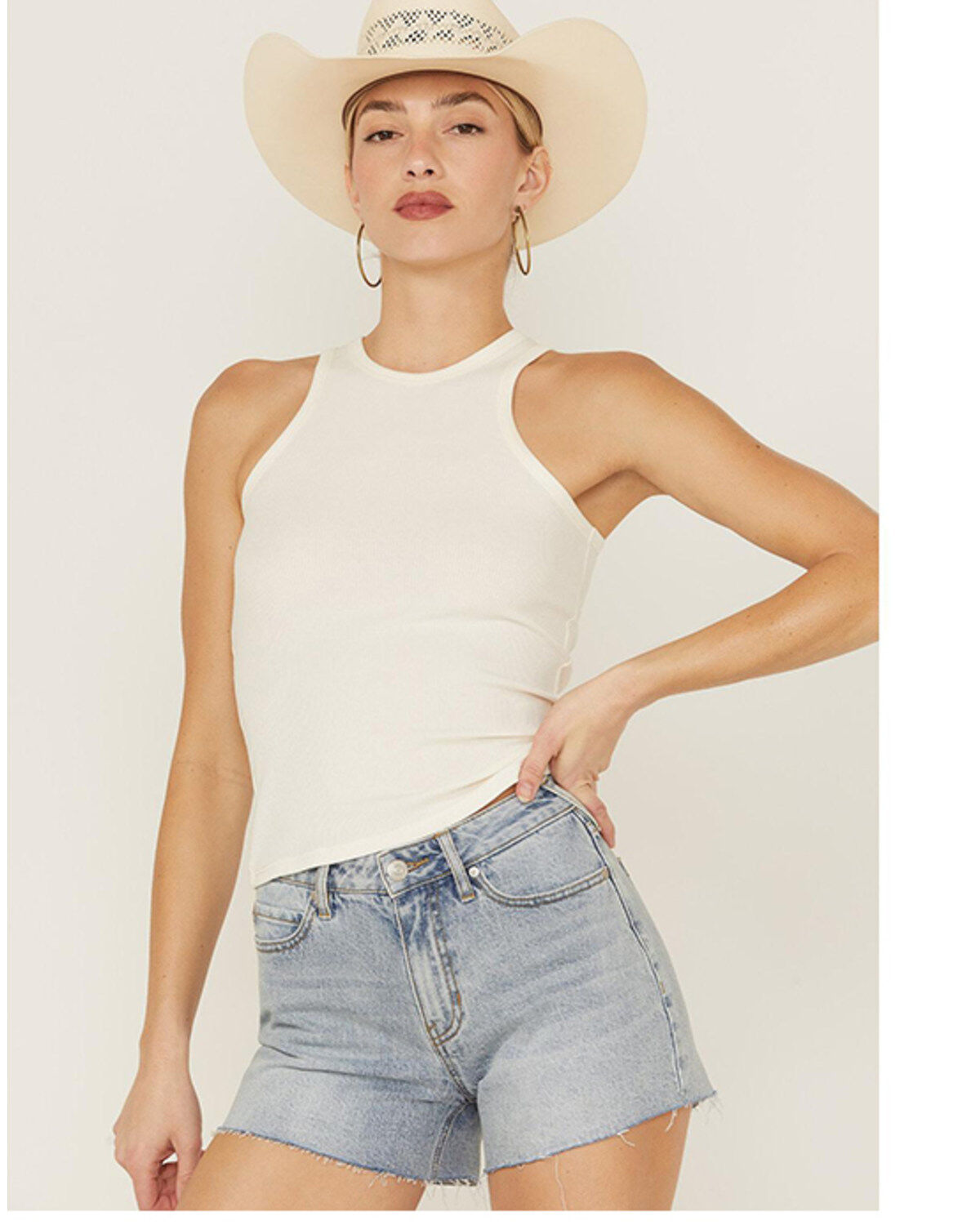Image #2 - Cleo + Wolf Women's Easy Ribbed Layering Tank Top, Ivory, hi-res