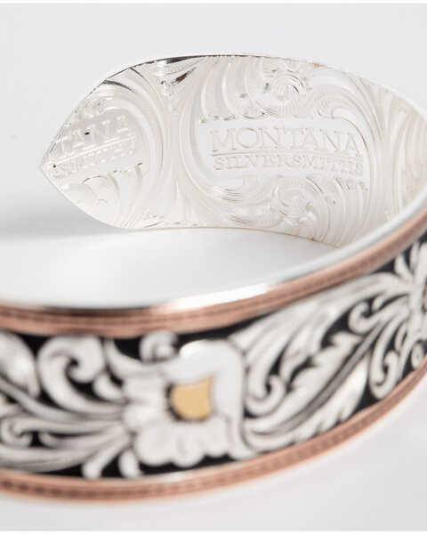 Image #3 - Montana Silversmiths Tri-Colored Floral Cuff Bracelet, Silver, hi-res
