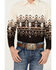 Panhandle Boys' Steer Head Southwestern Border Print Long Sleeve Pearl Snap Shirt, Natural, hi-res