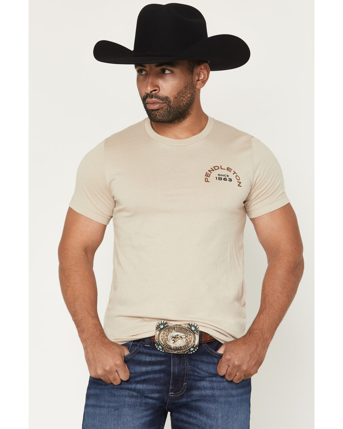 Image #2 - Pendleton Men's Rodeo Horseshoe Short Sleeve Graphic T-Shirt, Tan, hi-res