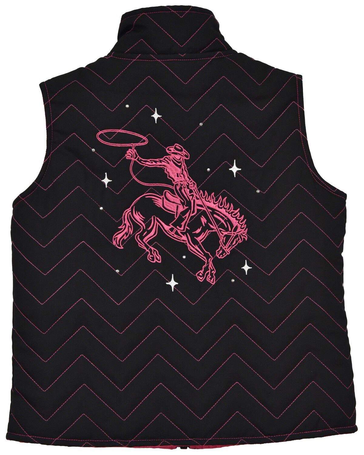 Image #1 - Cowgirl Hardware Girls' Rodeo Quilted Vest, Black, hi-res