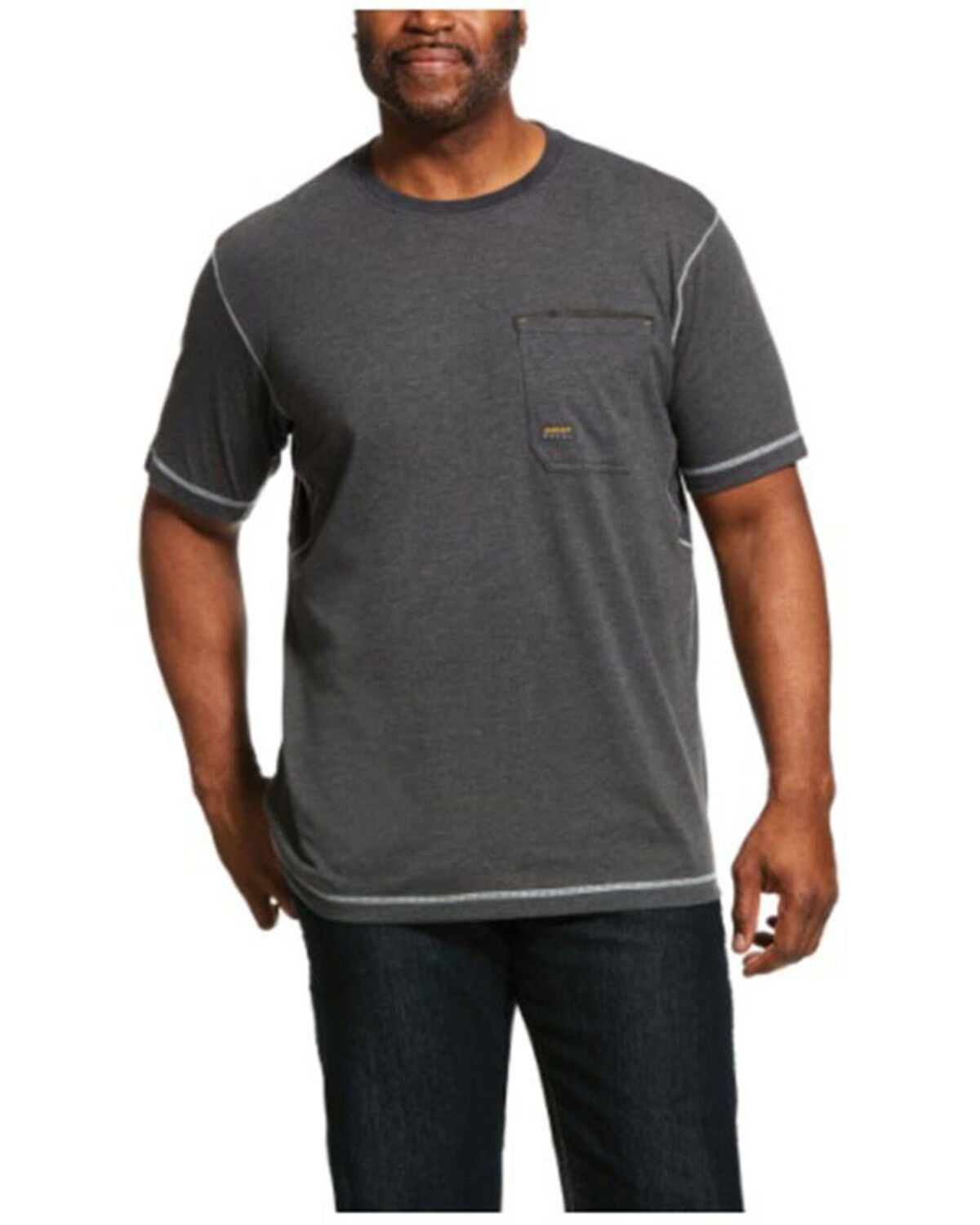 Ariat Men's Rebar Workman Short Sleeve Work Pocket T-Shirt, Charcoal, hi-res