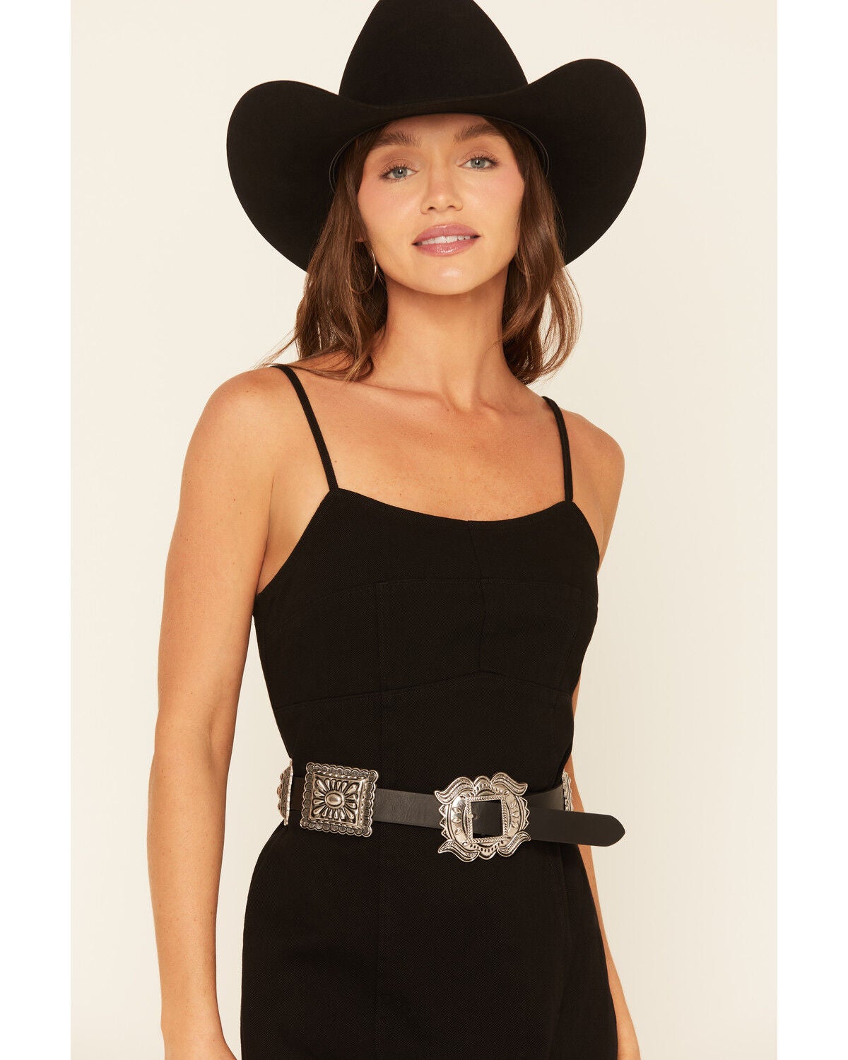 Shyanne Women's Concho Belt, Black, hi-res
