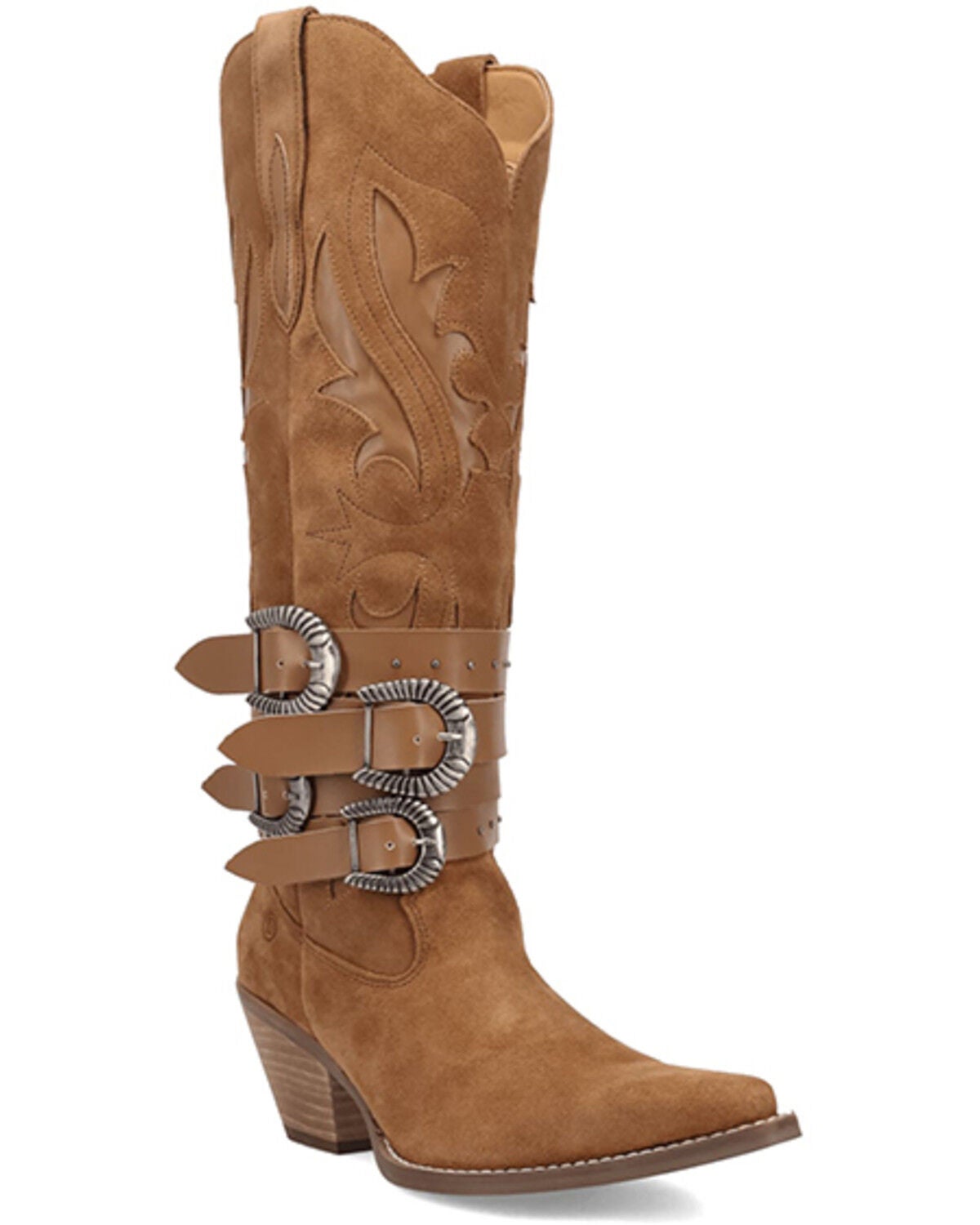 Dingo Women's Buck Wild Suede Tall Western Boots - Round Toe, Brown, hi-res
