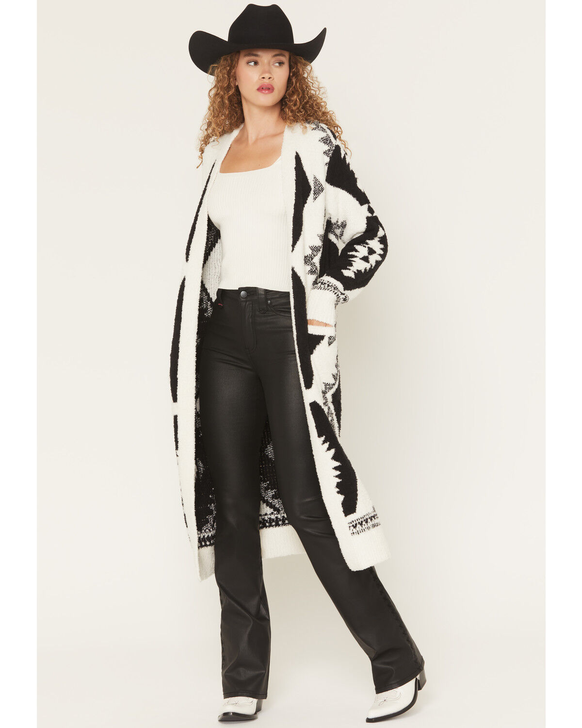 Image #1 - Idyllwind Women's Prairie Southwestern Print Cozy Long Cardigan, Cream, hi-res