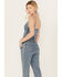 Image #5 - Rock & Roll Denim Women's Medium Wash Straight Leg Stretch Jumpsuit, Blue, hi-res