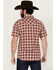 Image #4 - Moonshine Spirit Men's Legend Plaid Print Short Sleeve Snap Western Shirt, Burgundy, hi-res