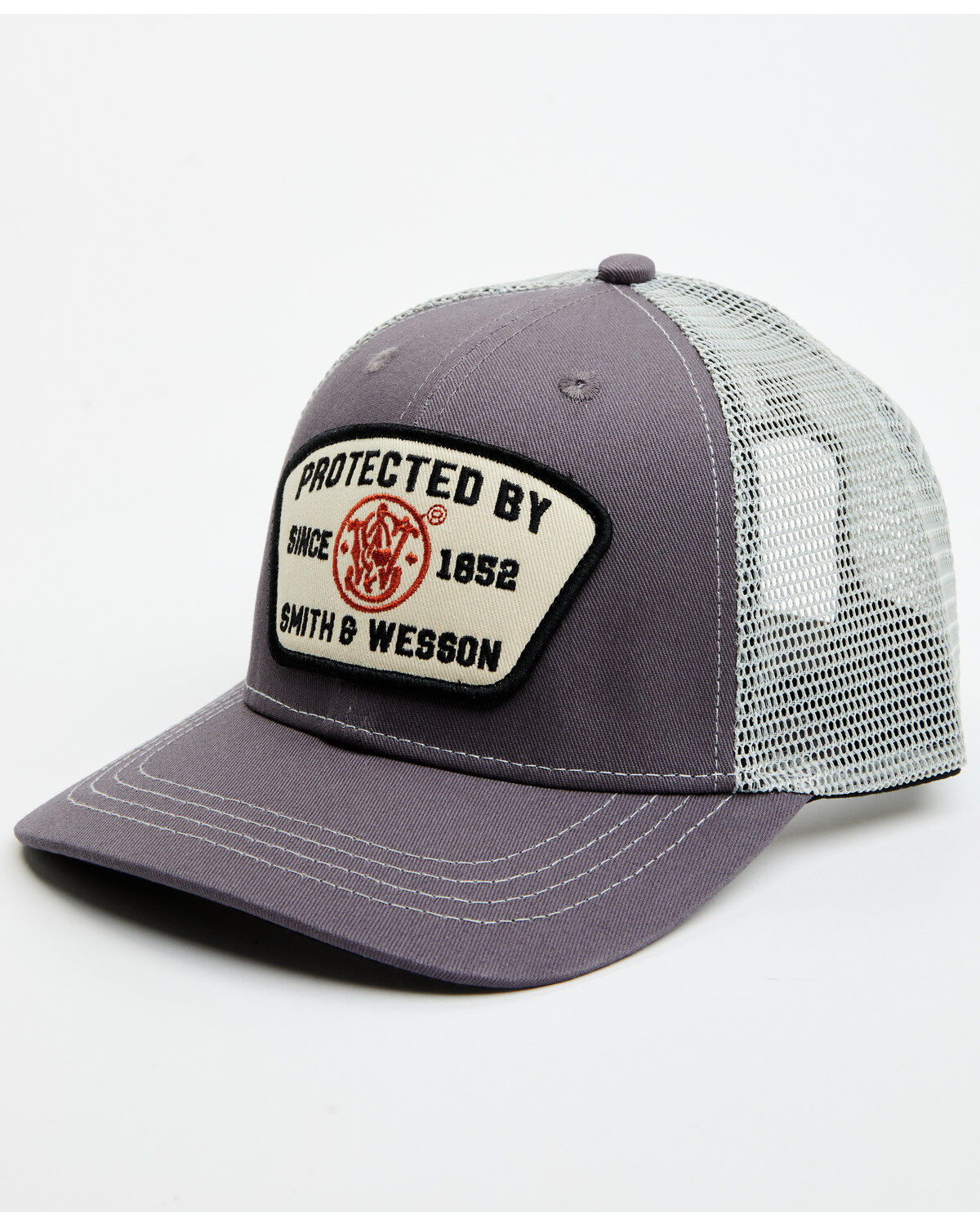 Image #1 - Smith & Wesson Men's Protected By S&W Trucker Cap, Purple, hi-res