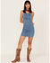 Image #2 - Shyanne Women's Light Wash Lace-Up Denim Mini Dress, , hi-res