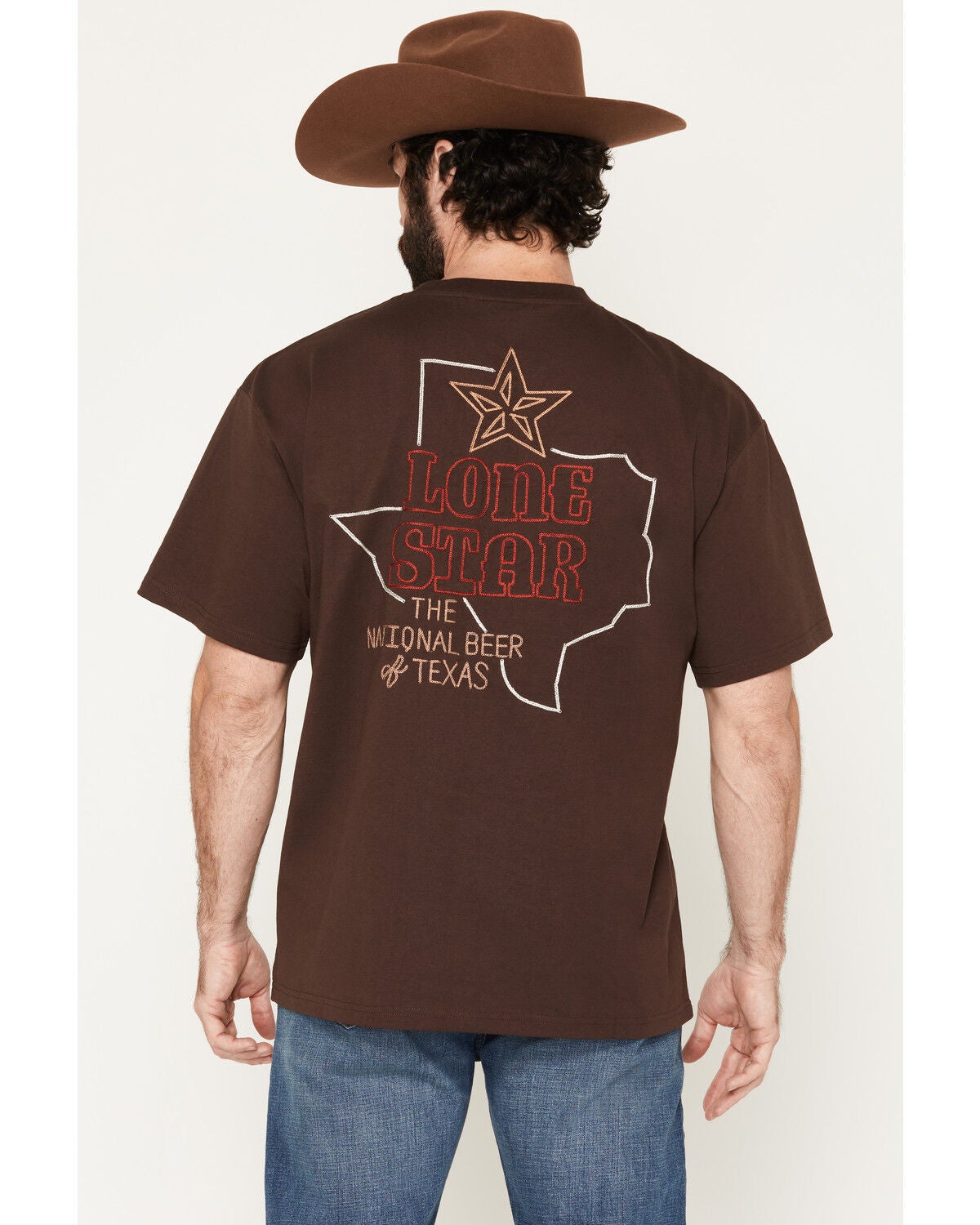 Coors Men's Lonestar Texas Chain Stitch Short Sleeve Graphic T-Shirt, Brown, hi-res